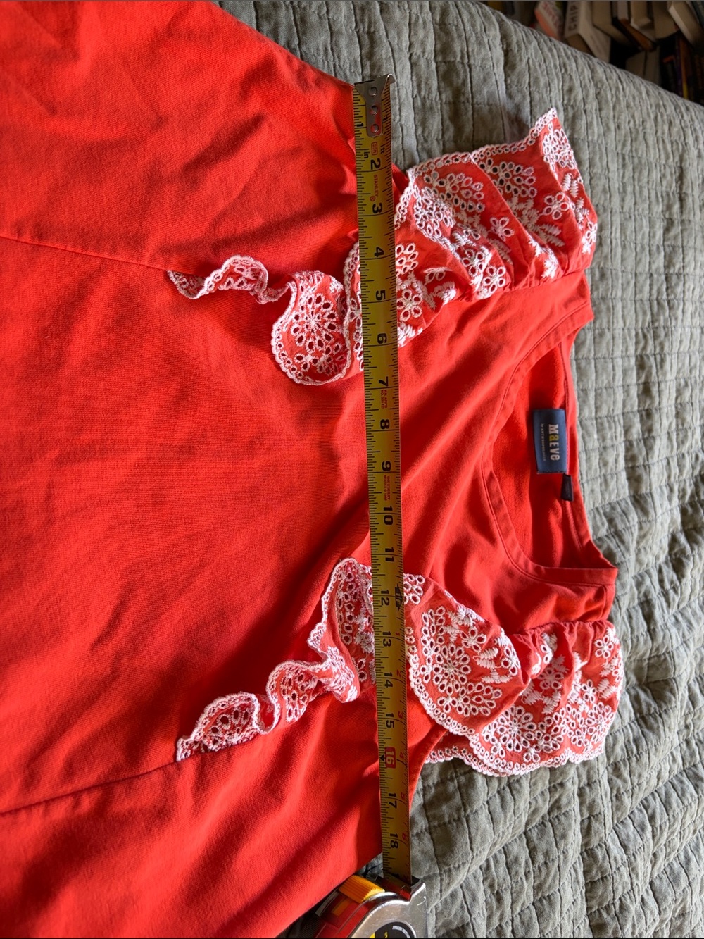 Maeve Orange Eyelet Ruffle Sleeve Shell - Picture 12 of 13